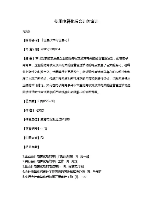 使用电算化后会计的审计