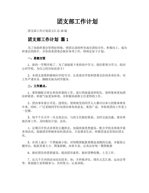 团支部工作计划