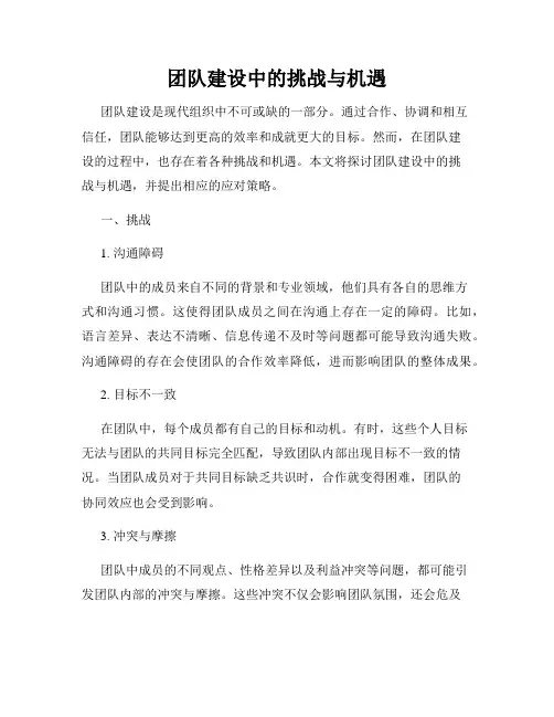 团队建设中的挑战与机遇