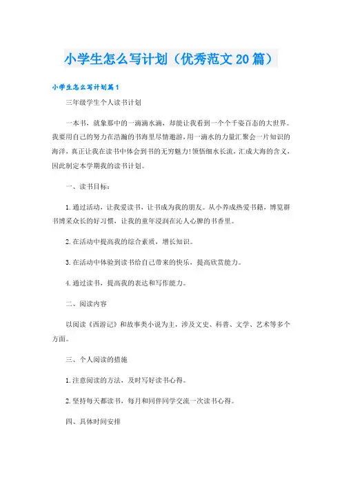 小学生怎么写计划(优秀范文20篇)