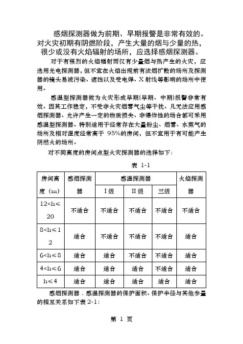 火灾传感器的选择