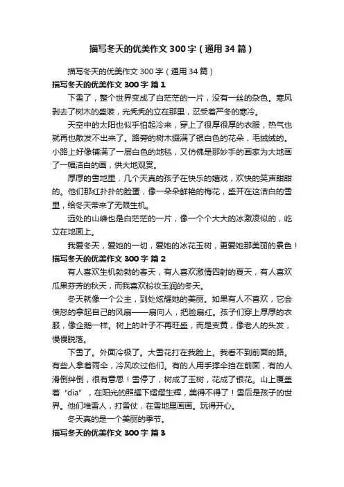 描写冬天的优美作文300字（通用34篇）