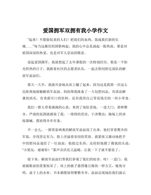 爱国拥军双拥有我小学作文