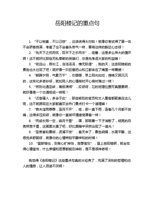 岳阳楼记的重点句