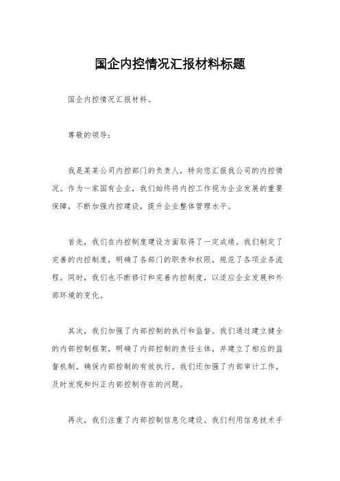国企内控情况汇报材料标题