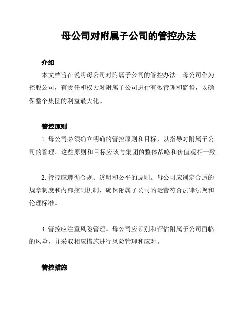 母公司对附属子公司的管控办法