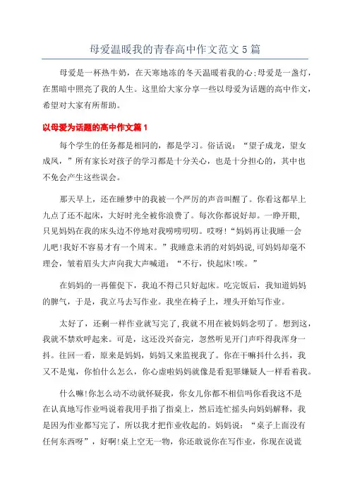 母爱温暖我的青春高中作文范文5篇