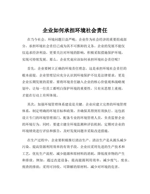 企业如何承担环境社会责任
