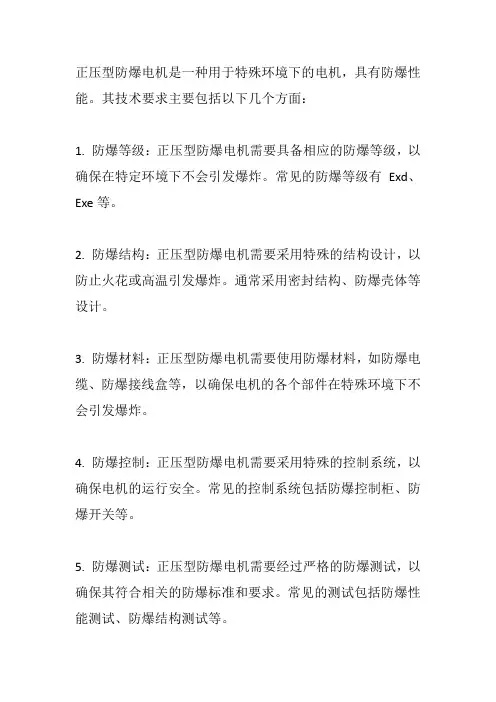 正压型防爆电机电机技术要求