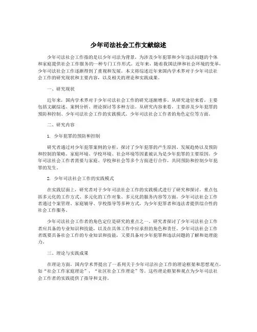 少年司法社会工作文献综述