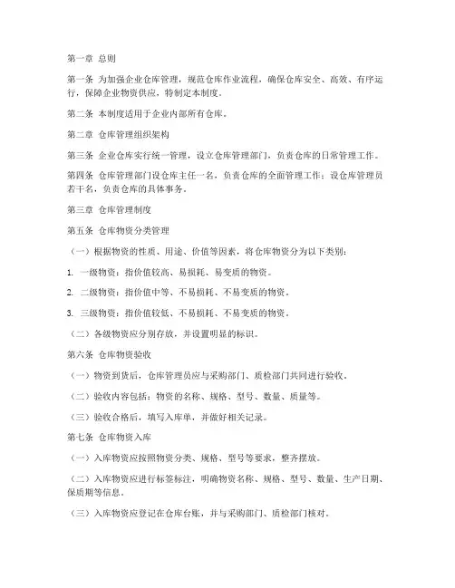 企业仓库管理制度及流程