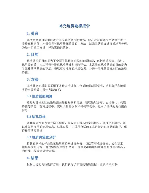 补充地质勘探报告