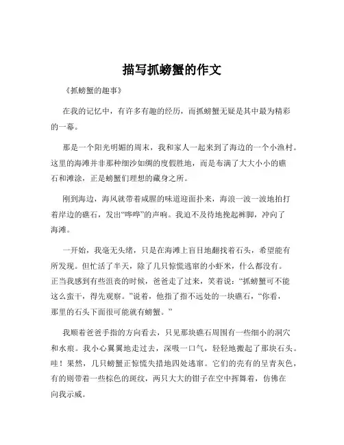 描写抓螃蟹的作文