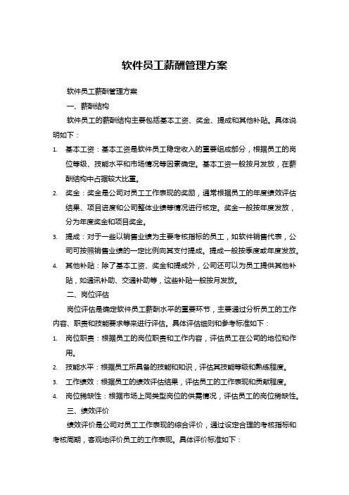 软件员工薪酬管理方案