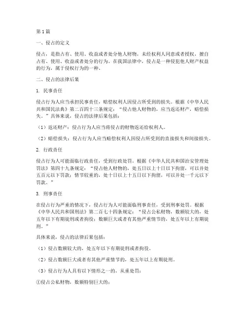 侵占的法律后果(3篇)