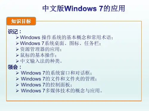 计算机应用基础(win7+office 2010版本)学习单元一