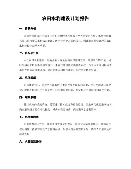 农田水利建设计划报告