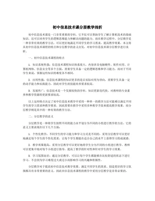 初中信息技术课分层教学浅析