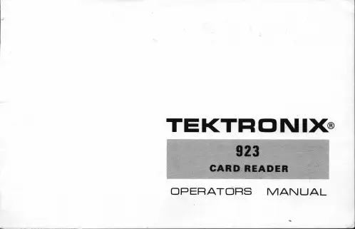 TEKTRONIX Card Reader 923 操作说明书