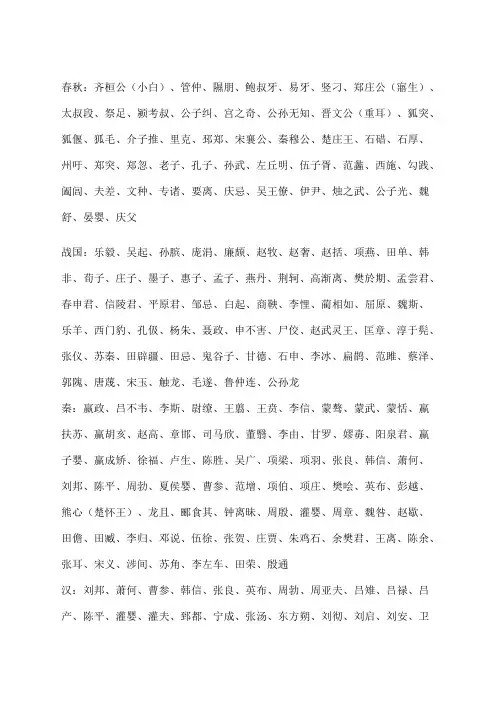 春秋战国主要人物