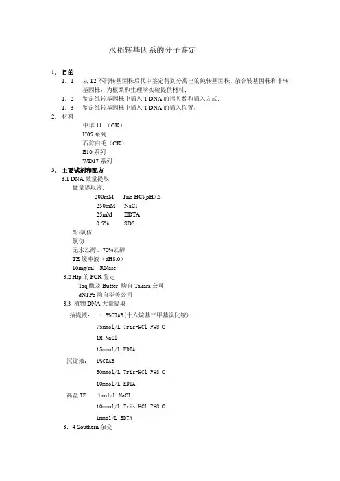 水稻转基因系的分子鉴定方法