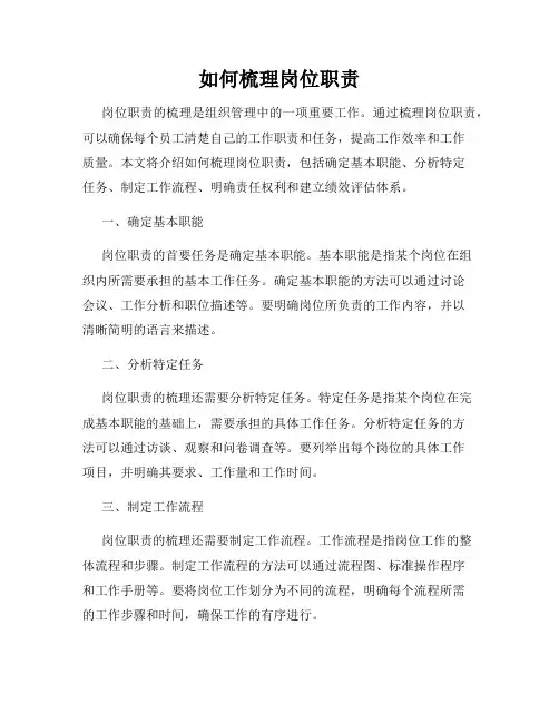 如何梳理岗位职责