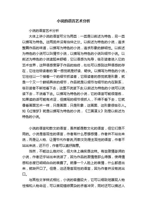 小说的语言艺术分析