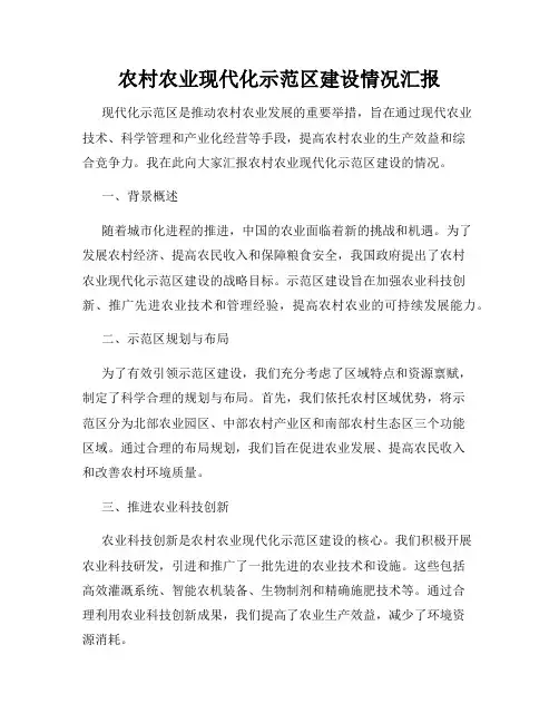 农村农业现代化示范区建设情况汇报