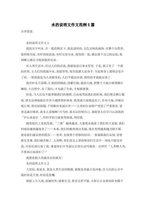 水的说明文作文范例5篇
