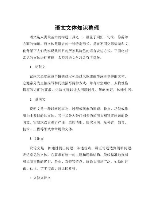 语文文体知识整理