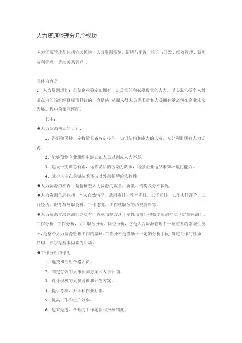 人力资源管理的六个模块