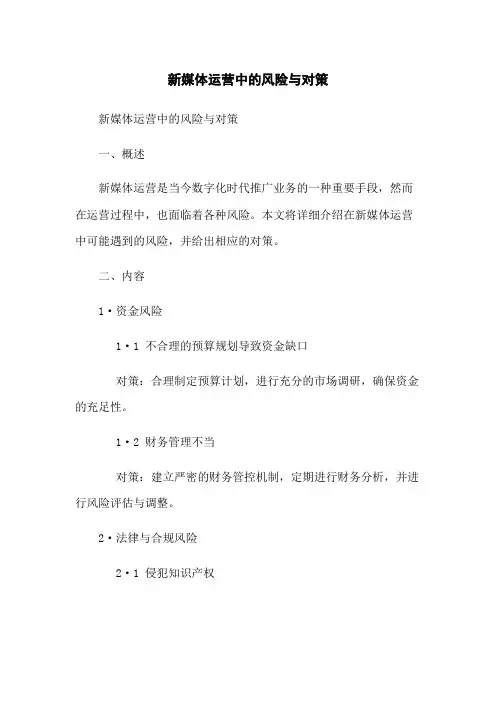 新媒体运营中的风险与对策