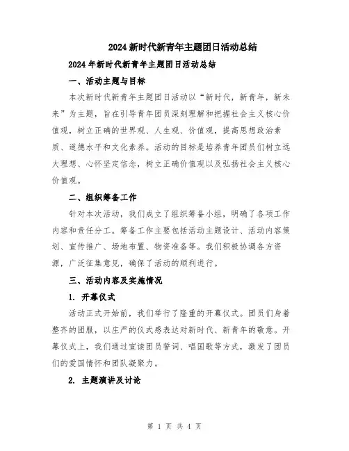 2024新时代新青年主题团日活动总结