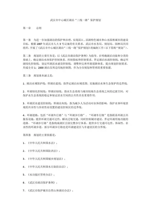 武汉市中心城区湖泊“三线一路”保护规划