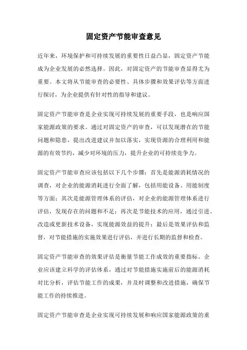 固定资产节能审查意见