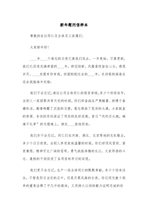 新年慰问信样本（五篇）
