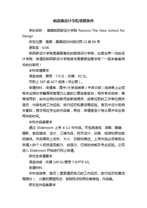帕森斯设计学院录取条件