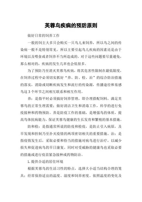 芙蓉鸟疾病的预防原则