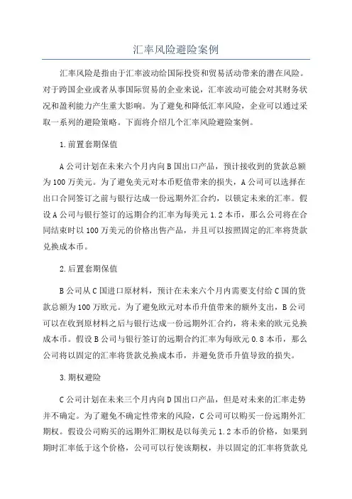 汇率风险避险案例