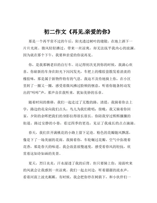 初二作文《再见,亲爱的你》