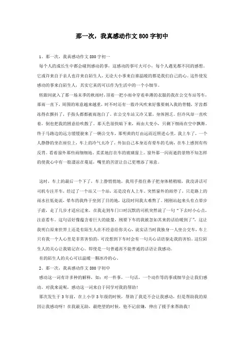 那一次,我真感动作文800字初中
