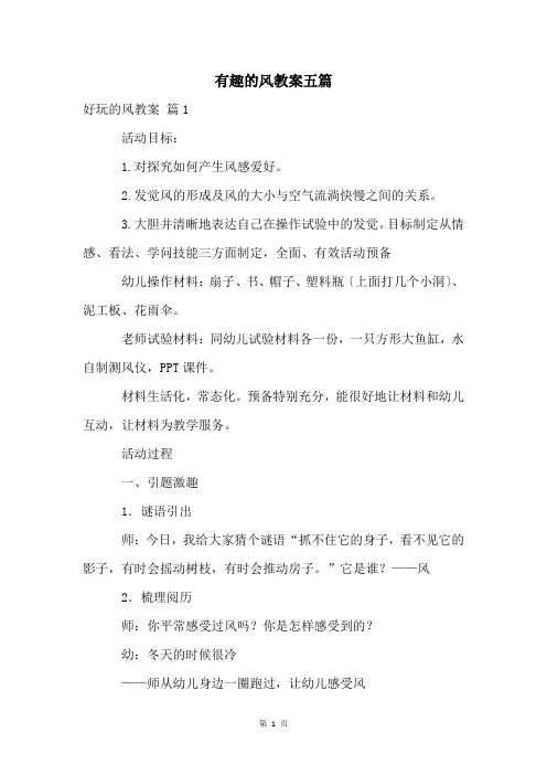 有趣的风教案五篇