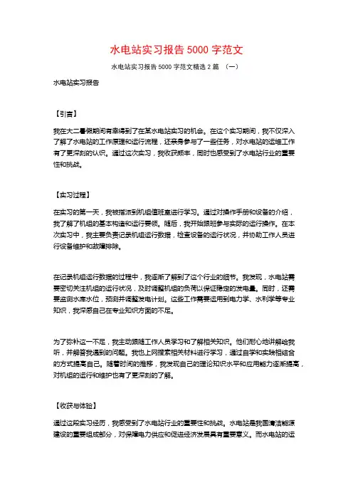 水电站实习报告5000字范文2篇