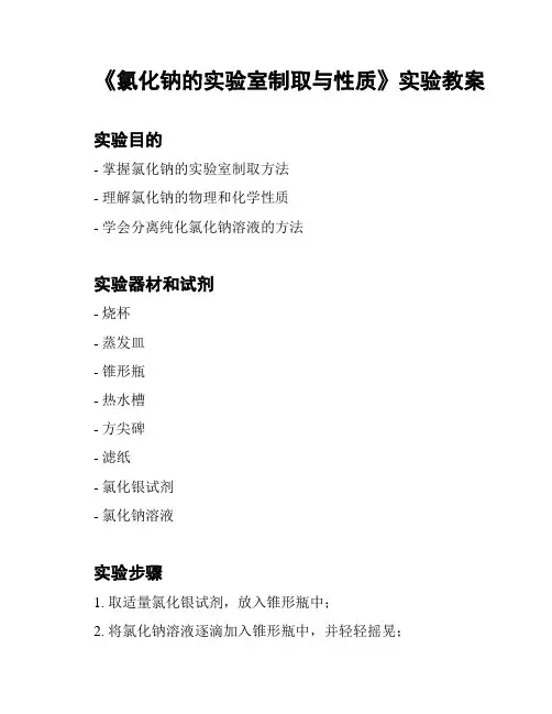 《氯化钠的实验室制取与性质》实验教案