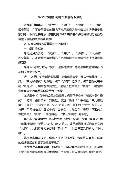 WPS表格如何制作多层等级划分