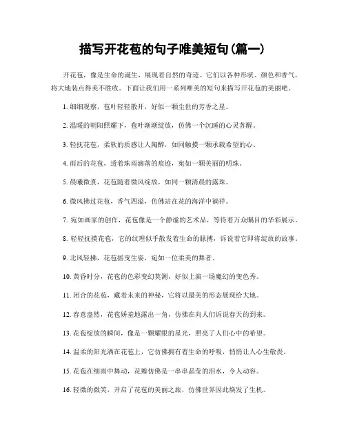 描写开花苞的句子唯美短句(精选2篇)