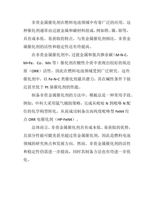 燃料电池非贵金属催化剂