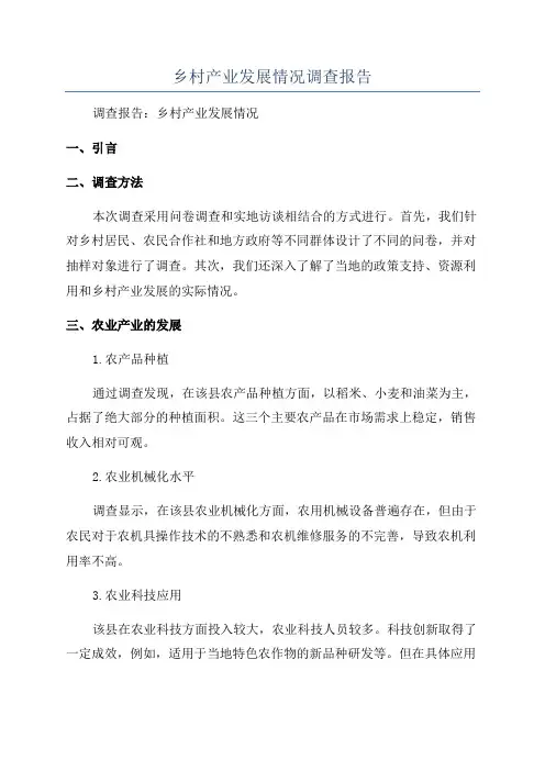 乡村产业发展情况调查报告