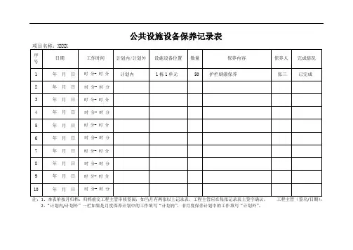 模板03-02公共设施设备维修保养记录表