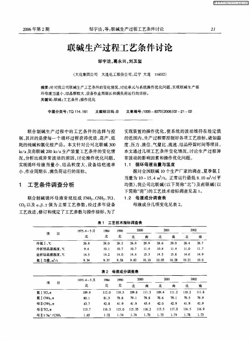 联碱生产过程工艺条件讨论